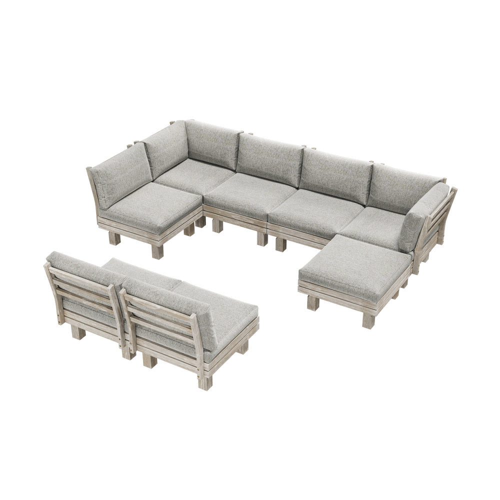 Livsip Outdoor Sofa Set 8 Piece Wooden Lounge Setting Garden
