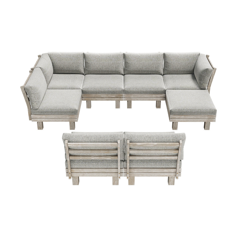 Livsip Outdoor Sofa Set 8 Piece Wooden Lounge Setting Garden
