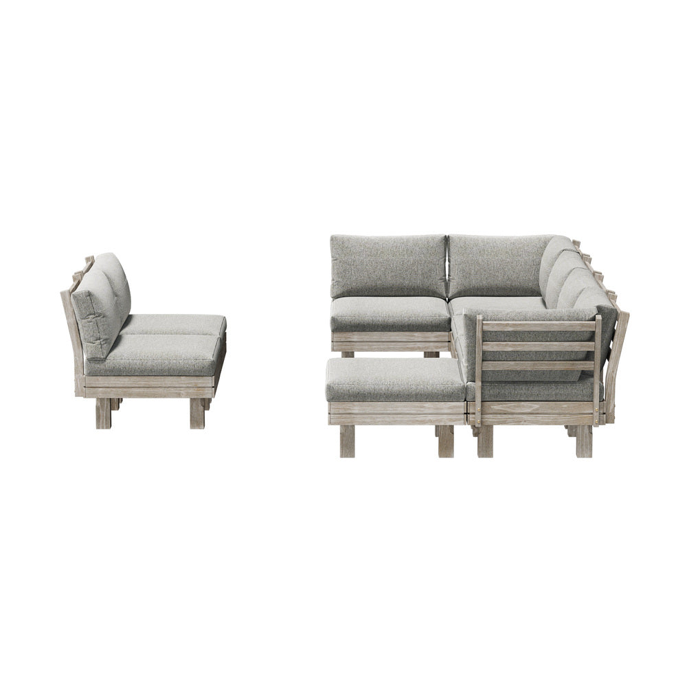 Livsip Outdoor Sofa Set 8 Piece Wooden Lounge Setting Garden