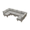 6-Seater Beige Outdoor Sofa Set, Wood Frame, 150kg Rated Each Set