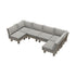 6-Seater Beige Outdoor Sofa Set, Wood Frame, 150kg Rated Each Set