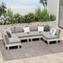 6-Seater Beige Outdoor Sofa Set, Wood Frame, 150kg Rated Each Set