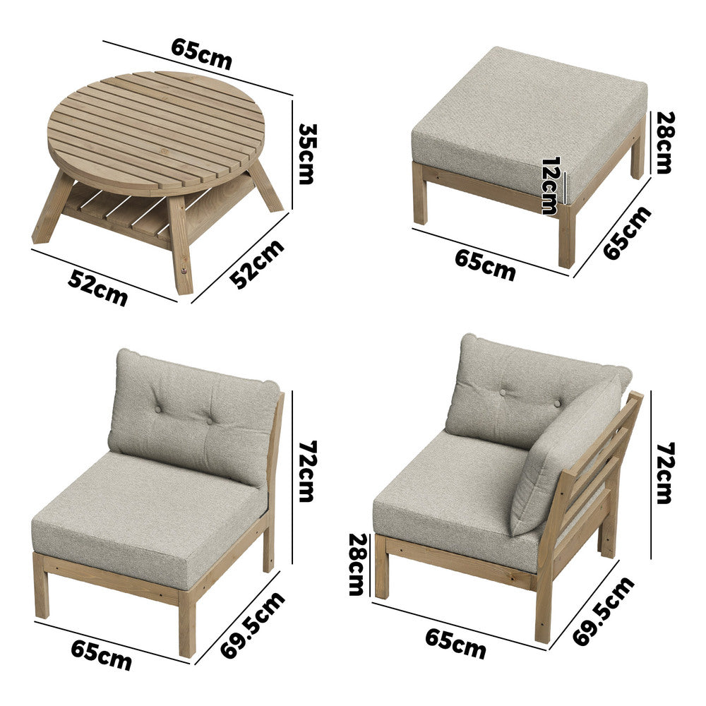 7 Piece Outdoor Sofa Set 5-Seater Lounge Setting