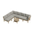 7‑Seater Outdoor Sofa Set Beige – Wood Frame, Cushions & Coffee Table