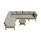 7‑Seater Outdoor Sofa Set Beige – Wood Frame, Cushions & Coffee Table