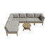 7‑Seater Outdoor Sofa Set Beige – Wood Frame, Cushions & Coffee Table