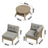 7‑Seater Outdoor Sofa Set Beige – Wood Frame, Cushions & Coffee Table