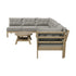 7‑Seater Outdoor Sofa Set Beige – Wood Frame, Cushions & Coffee Table