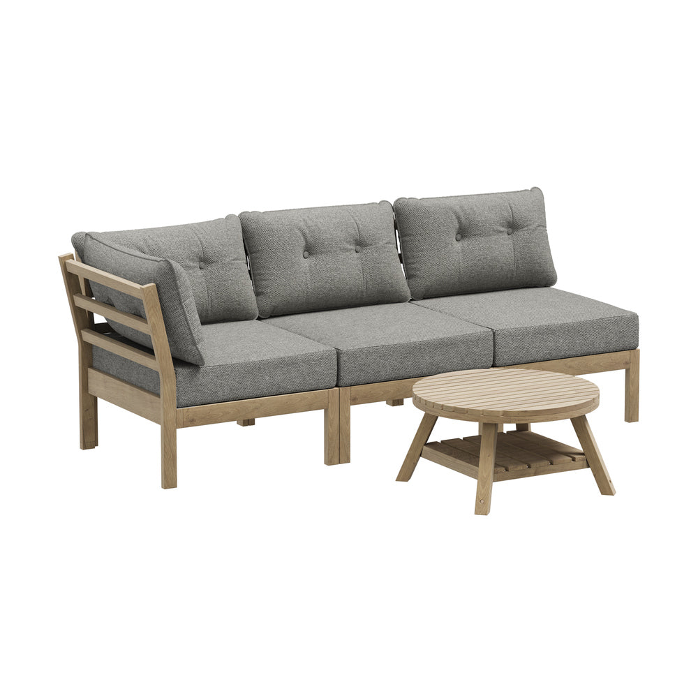 3 Seater Outdoor Sofa Set Wooden Lounge Patio Furniture Beige