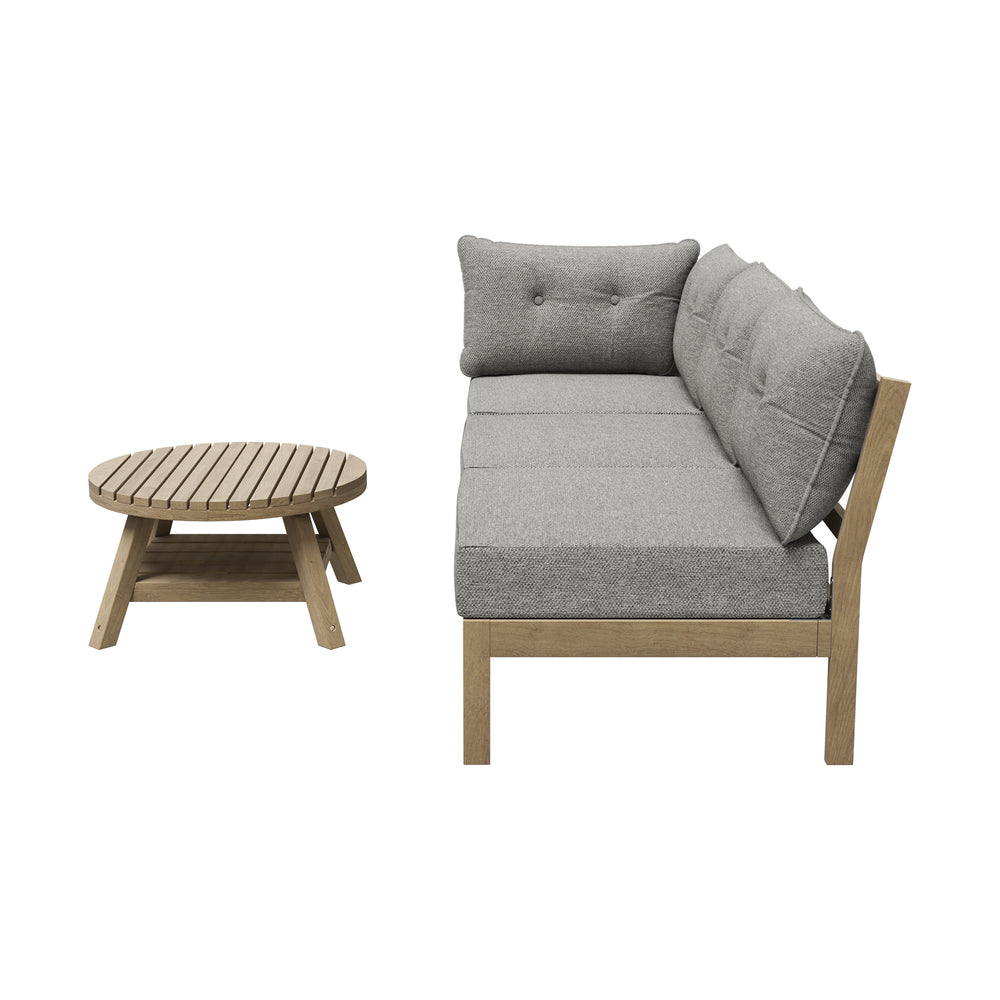 3 Seater Outdoor Sofa Set Wooden Lounge Patio Furniture Beige