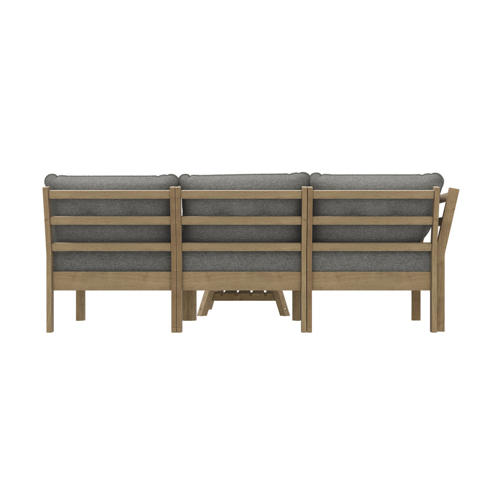 3 Seater Outdoor Sofa Set Wooden Lounge Patio Furniture Beige
