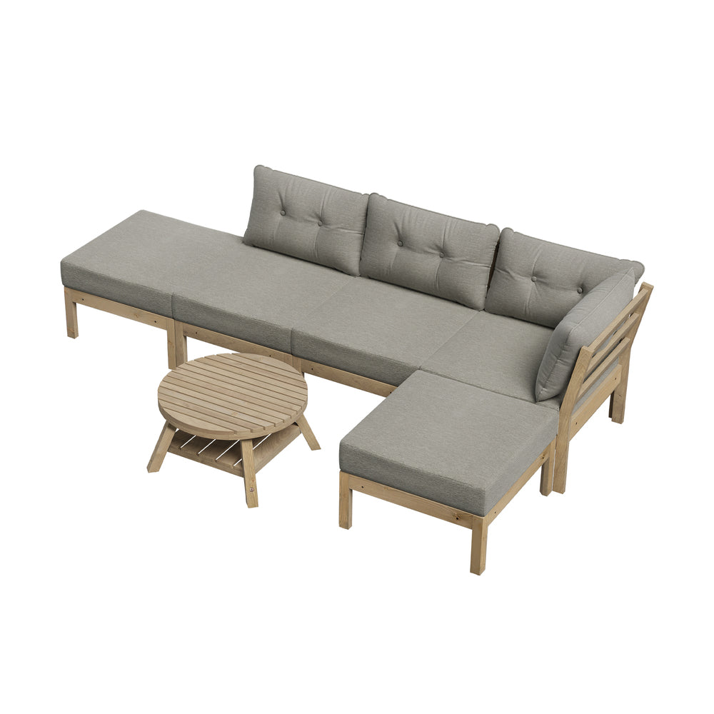 Outdoor Lounge Sofa Set 6 Piece Garden Furniture Grey