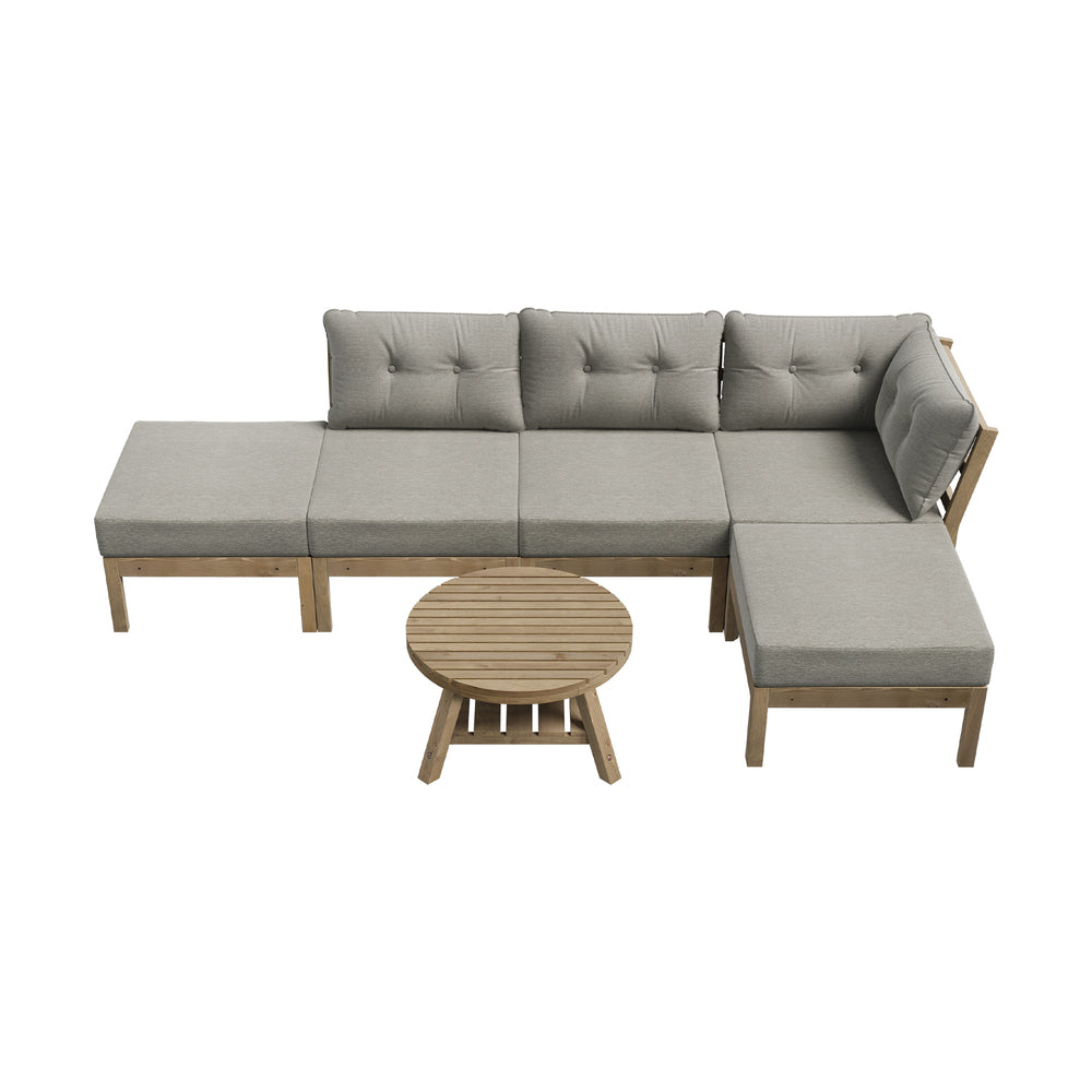 Outdoor Lounge Sofa Set 6 Piece Garden Furniture Grey