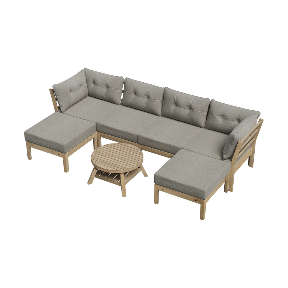 7 Piece Outdoor Lounge Sofa Set Garden Furniture Grey