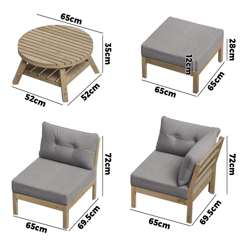 7 Piece Outdoor Lounge Sofa Set Garden Furniture Grey