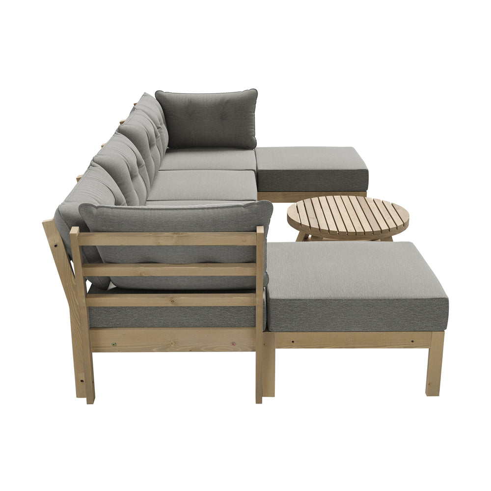 7 Piece Outdoor Lounge Sofa Set Garden Furniture Grey