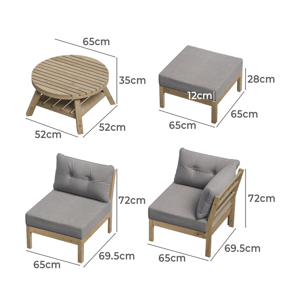 7 Piece Outdoor Lounge Sofa Set Garden Furniture Grey