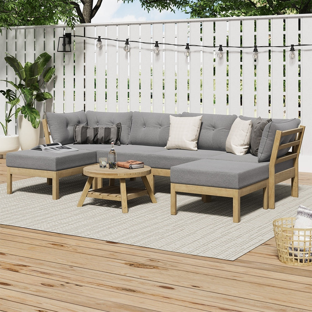 7 Piece Outdoor Lounge Sofa Set Garden Furniture Grey
