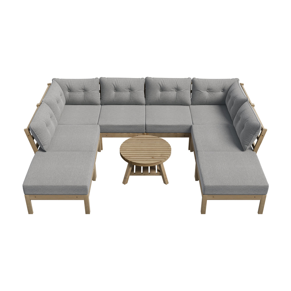 9PCS Outdoor Sofa Set Lounge Setting Table Chair Grey