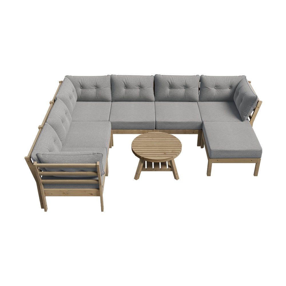 8PCS Outdoor Sofa Set Lounge Setting Table Chair Grey