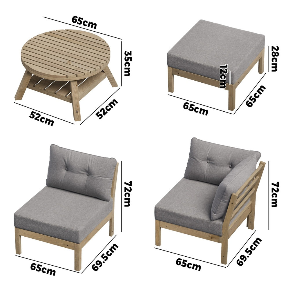 8PCS Outdoor Sofa Set Lounge Setting Table Chair Grey