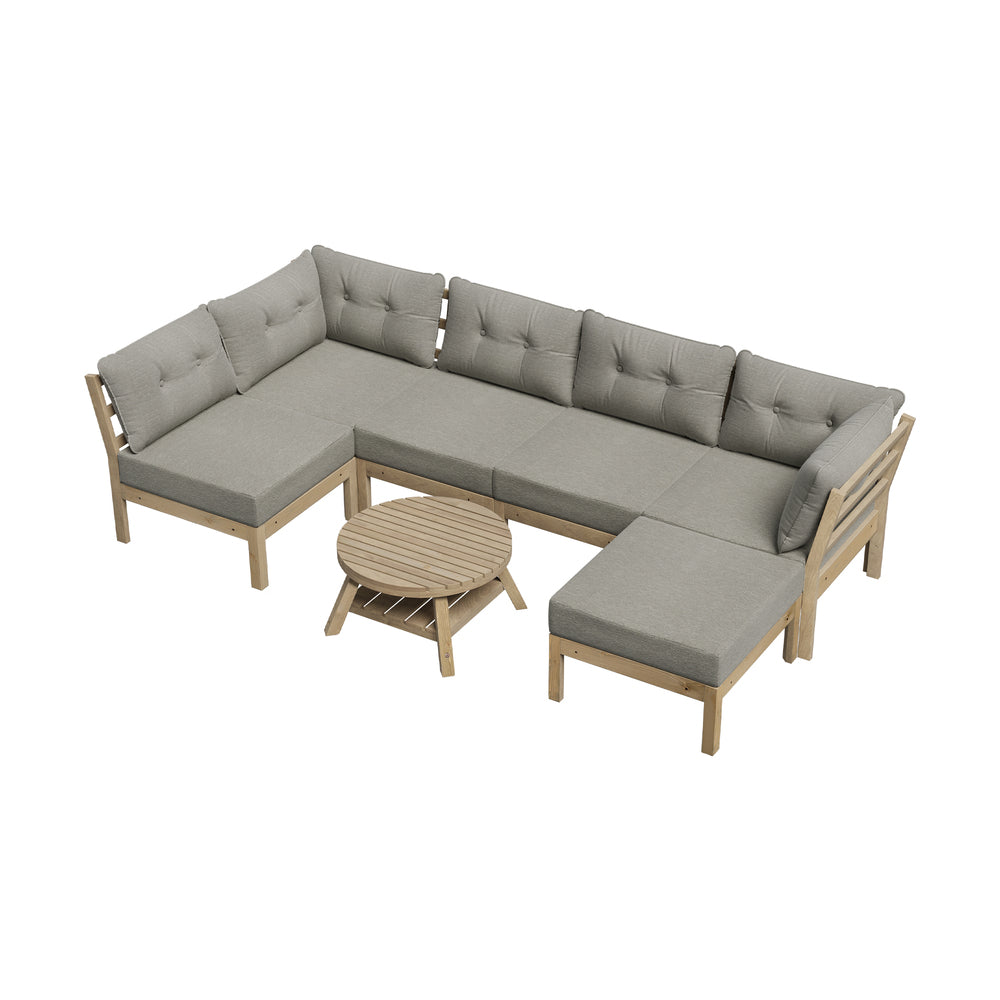 7 Piece Outdoor Sofa Set 6-Seater Lounge Setting Grey