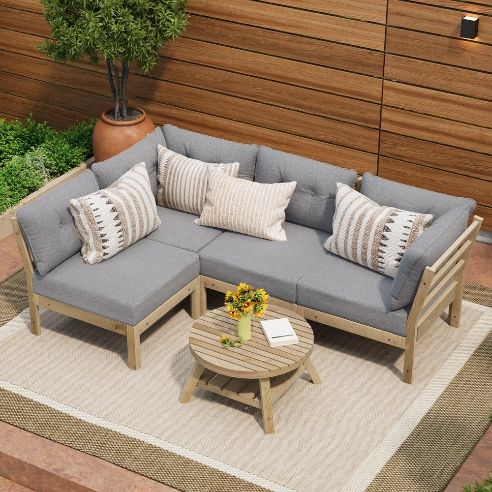 Outdoor Sofa Set 4 Seater Lounge Setting Patio Furniture Grey