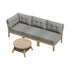 4-Piece Outdoor Sofa Set with Coffee Table, Wood Frame, Grey Tone