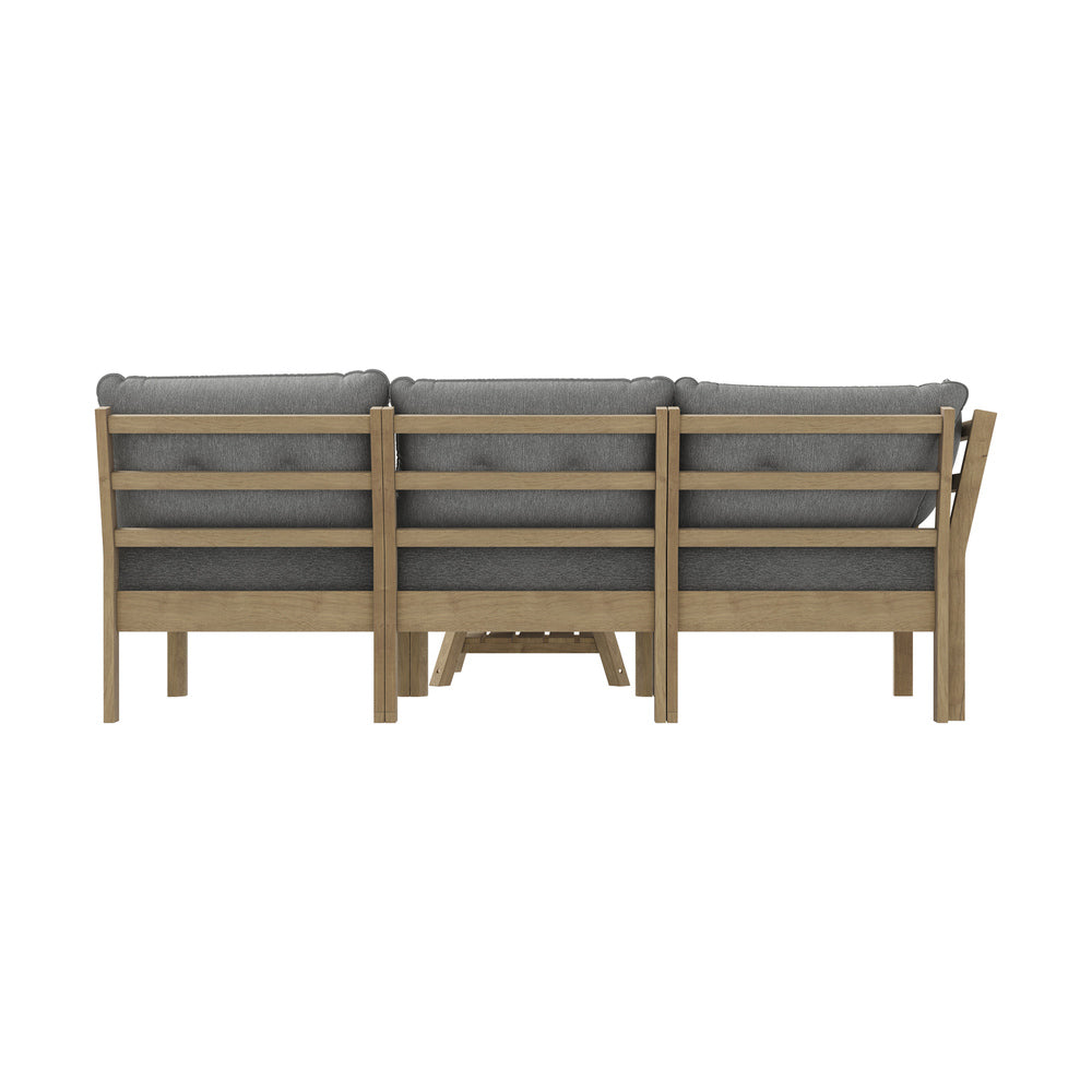 4-Piece Outdoor Sofa Set with Coffee Table, Wood Frame, Grey Tone