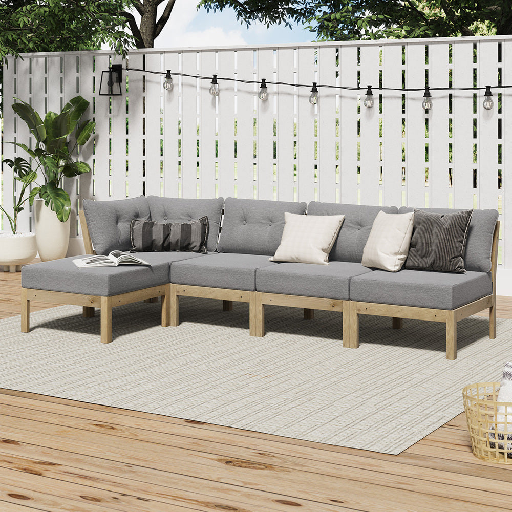 5 Piece Outdoor Sofa Set Lounge Setting Garden Grey