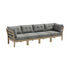 4-Piece Grey Outdoor Sofa Set, Wood Frame, Patio Furniture, 12cm