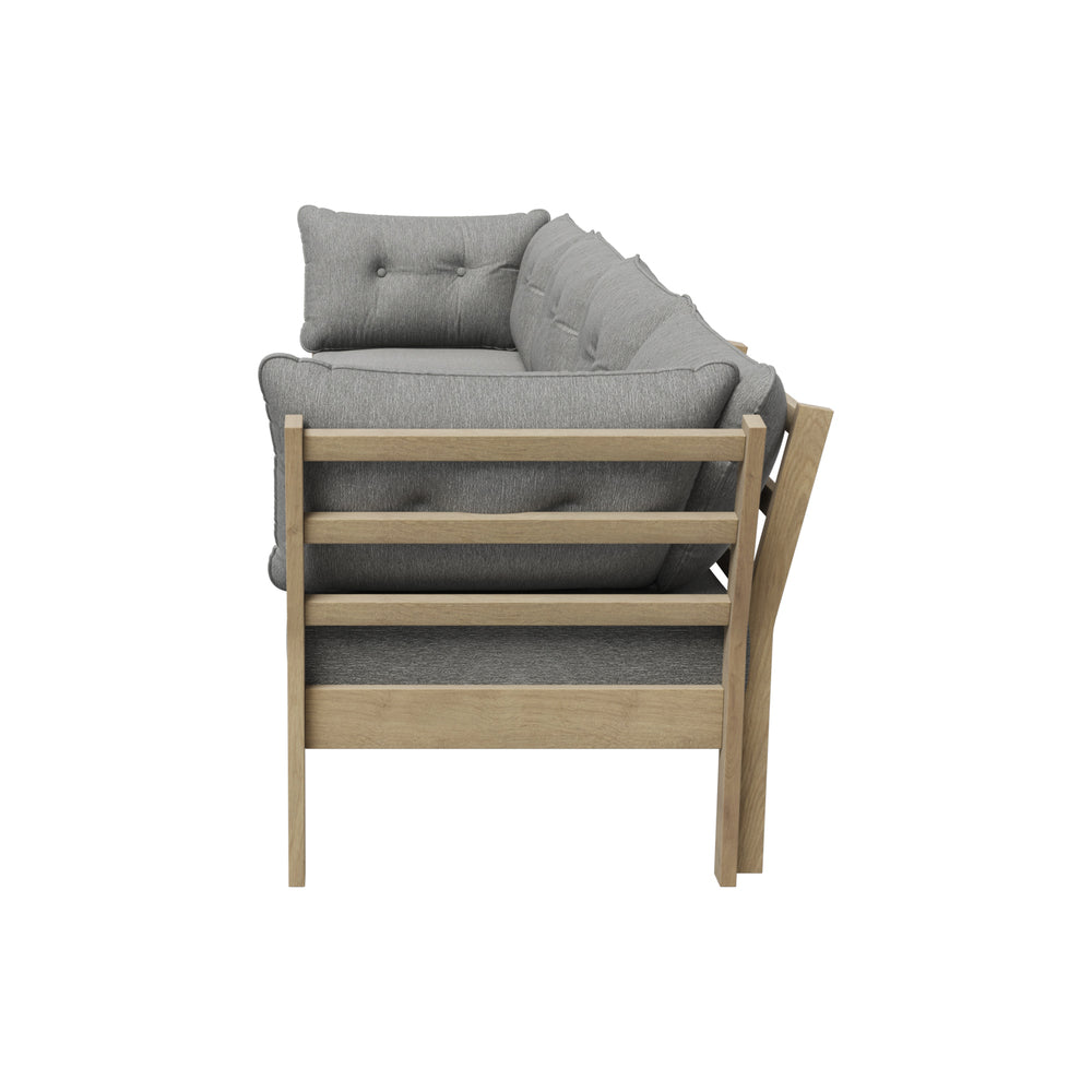 4-Piece Grey Outdoor Sofa Set, Wood Frame, Patio Furniture, 12cm