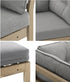 4-Piece Grey Outdoor Sofa Set, Wood Frame, Patio Furniture, 12cm