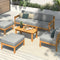 Livsip 7 Piece Outdoor Sofa Set 4 Seater Wooden Patio Lounge Grey