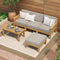 Livsip 5PCS Outdoor Sofa Set Wooden Patio Lounge Furniture with Table