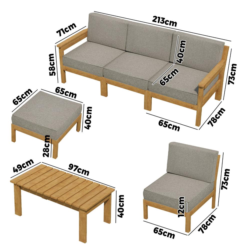 5PCS Outdoor Furniture Sofa Set Lounge Setting