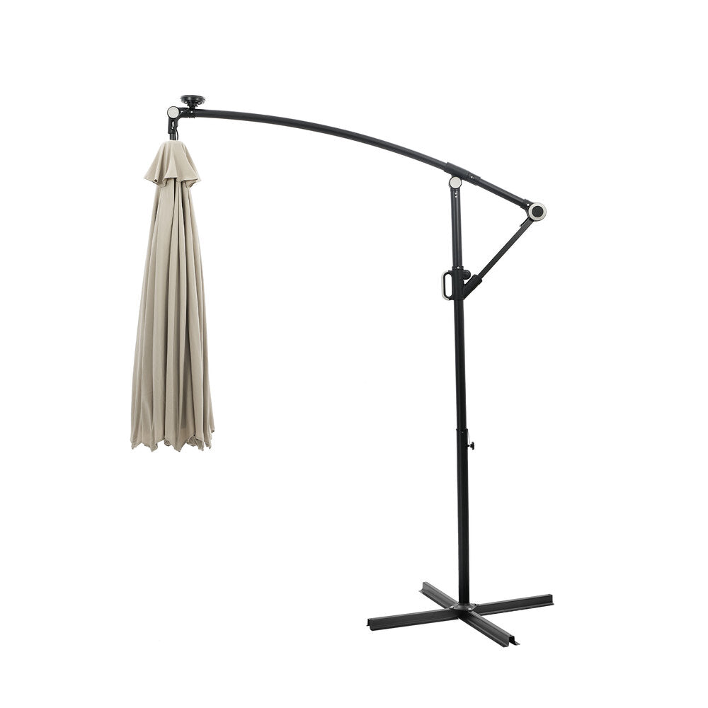 Livsip 3m Cantilever Umbrella, 32-LED Solar Light, 360° Rotation, Beige