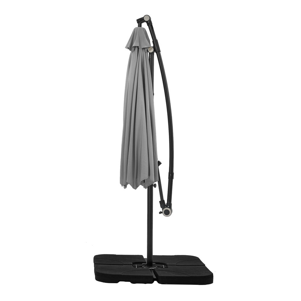 Livsip 3m Cantilever Umbrella, 360° Rotation, 60kg Base Included, Charcoal