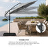 Livsip 3m Cantilever Umbrella, 360° Rotation, 60kg Base Included, Charcoal