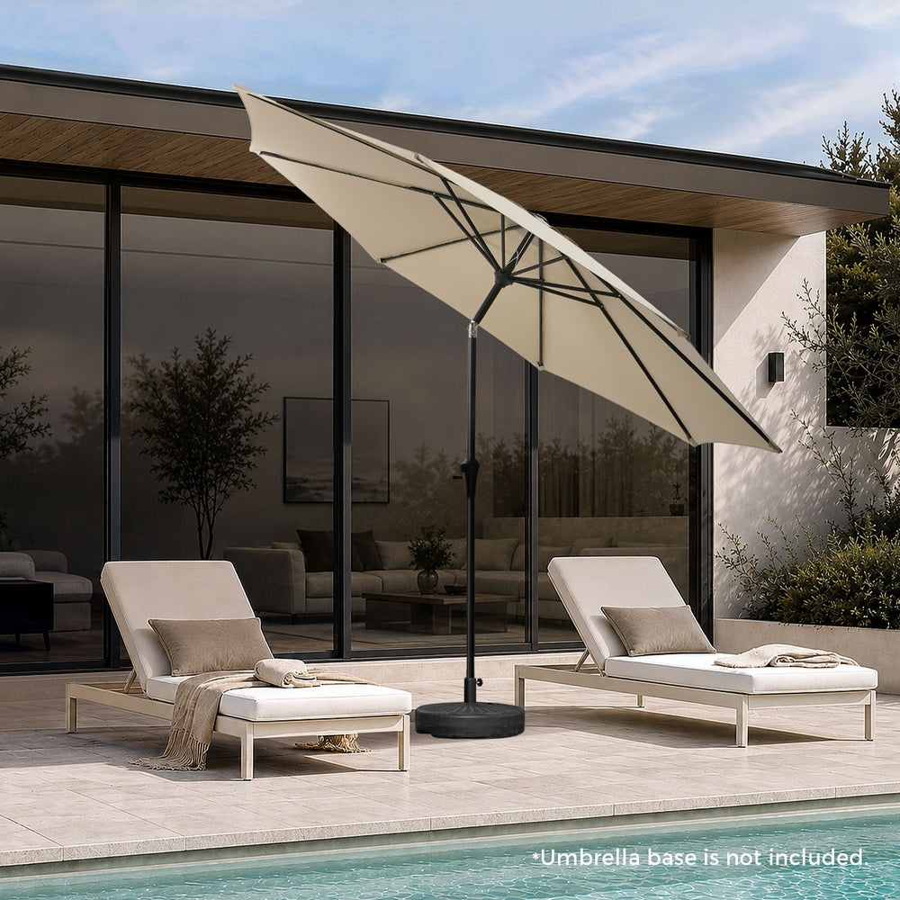 Livsip 3m Garden Shade Outdoor Umbrella with Tilt Adjustment, Beige Canopy
