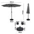 Livsip 3m Garden Shade Outdoor Umbrella with 40° Tilt & Base, Charcoal