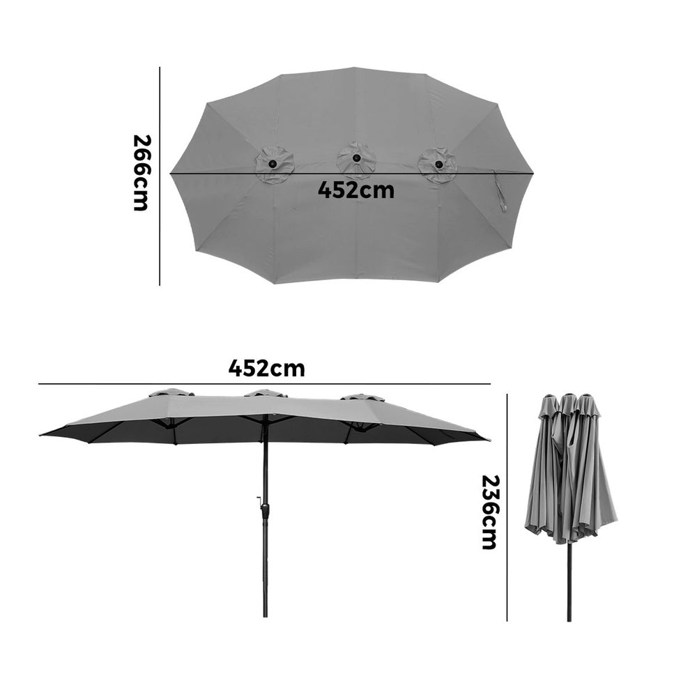 Livsip Outdoor Umbrella 4.52M Double-Sided Umbrellas Charcoal