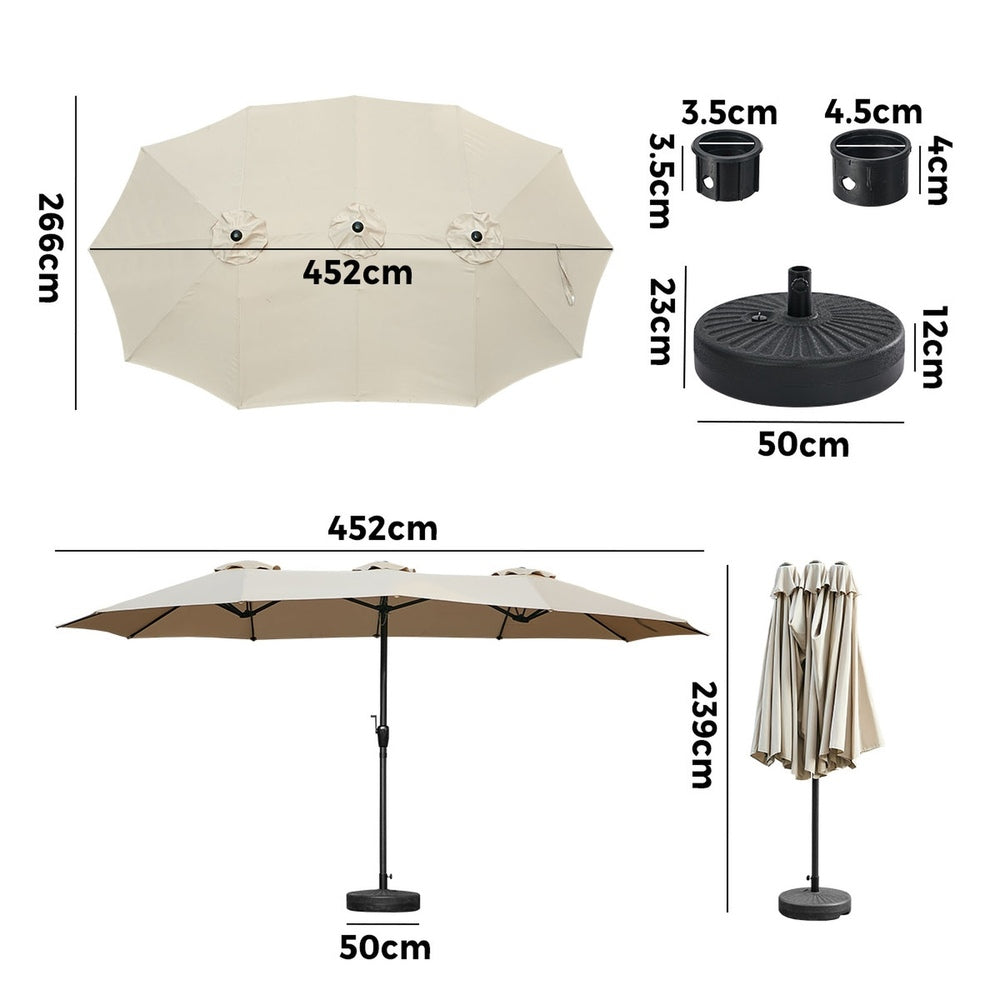 Livsip Outdoor Umbrella 4.52M Double-Sided Umbrellas Shade Beige
