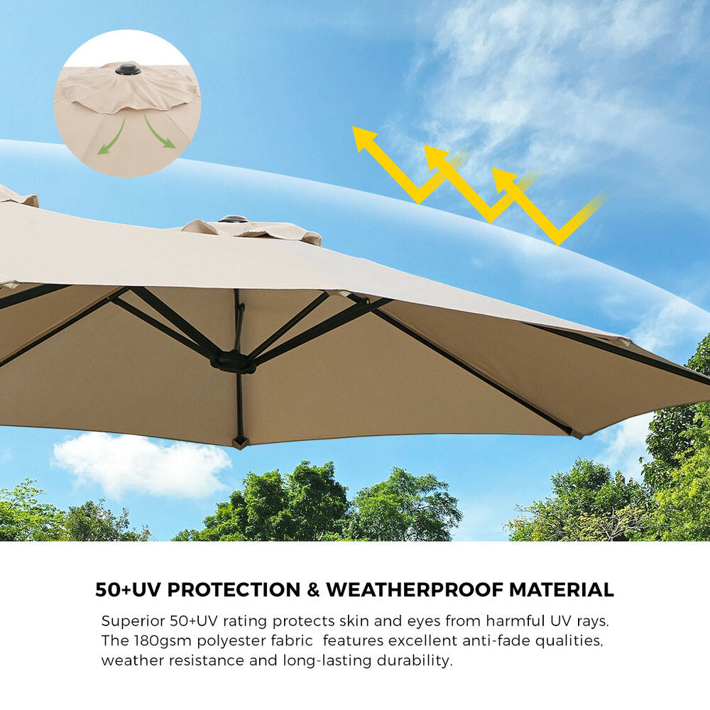 Livsip Outdoor Umbrella 4.52M Double-Sided Umbrellas Shade Beige