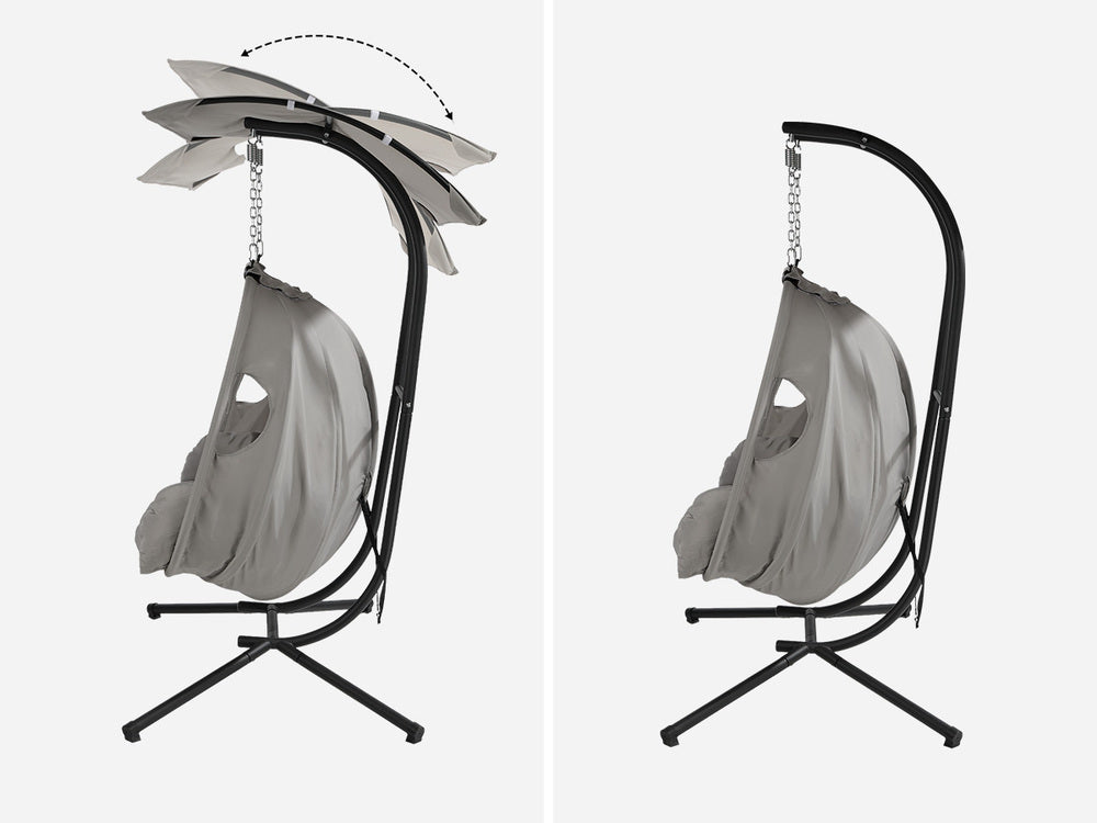 Livsip 2 Seater Hanging Swing Chair Patio Lounge with Adjustable Canopy Grey