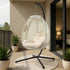Livsip Outdoor Egg Hanging Chair Swing Seat with Stand Cushions Beige