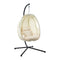 Livsip Outdoor Egg Hanging Chair Swing Seat with Stand Cushions Beige
