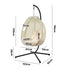 Livsip Outdoor Egg Hanging Chair Swing Seat with Stand Cushions Beige