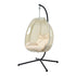 Livsip Outdoor Egg Hanging Chair Swing Seat with Stand Cushions Beige