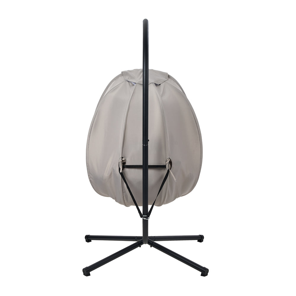 Livsip Outdoor Egg Hanging Chair Swing Seat with Stand Cushions Grey